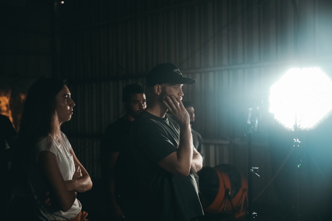 Professional studio lighting setup on film set
